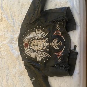 black leather motorcycle jacket size